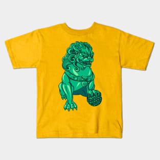 Chinese Guardian Lion - Nephrite Foo Dog Kids T-Shirt